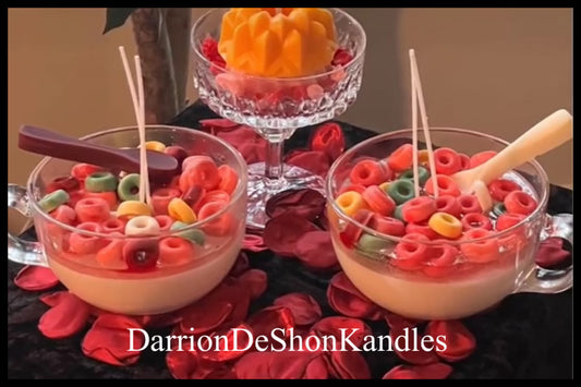 Custom made fruit loop candles